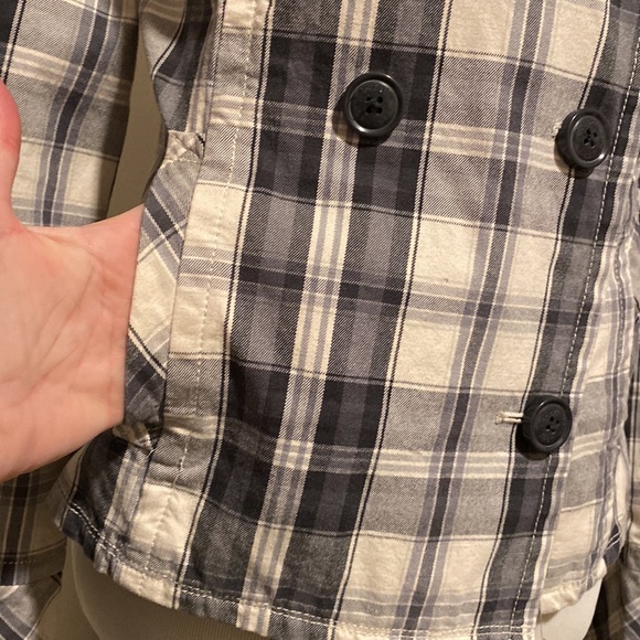 AEROPOSTALE plaid cotton jacket blazer. Gray and white. Front pockets. Size US M - Picture 3 of 10